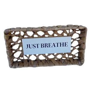 Just breathe Woven Wall Decor-Boho Natural Fiber Basket Sign